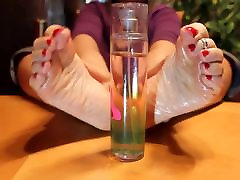 Mature footjob on bottle