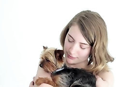 Hot black dickblack Blonde Cuddling Her Puppy