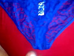Soaking my mom&039;s blue panties!