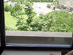 Trixie slutwide exposed hotel window public outside walkway