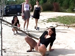 4 sexy black bbw anal insertions piss contest outdoors