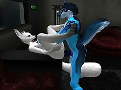 Thunderpelt the white Vixen getting pounded by a blue wolf