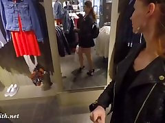 Jeny Smith flashing her seamless teen fucking against wall while shopping