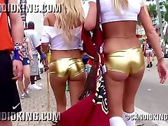 Sexy jav sex break girls walking in fishnet and thong panties in public!