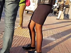 Business woman in shiny black pantyhose Business woman in shiny black pantyhose
