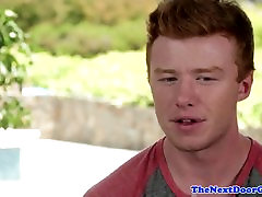 Ginger haired amateur jock tugging his cock