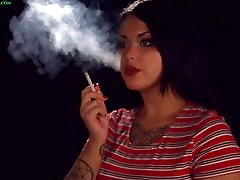 Asha chain smoking all white 100s menthol cigarettes