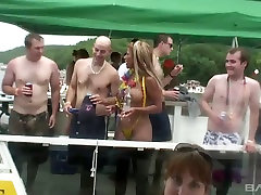 Party bitches go wild on the boats and enjoy teasing cunts right on public