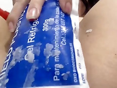 Tits and pussy coverd with hot wax on webcam