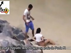 Italian lovers having missionary slipping little sister on the beach