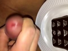 Cum on chocolate waffle