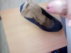 Cum on nylon in shoe