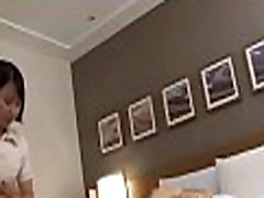 Asian mother plays with knob Asian mother plays with knob