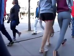 Teen in gray sex fuck butt leggings
