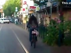 Red thong teen arab boy jerking riding bike