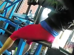 Sporty girl in red sexy hot video 44 pants