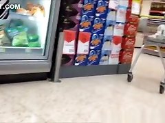 Exhibitionist wife upskirt in supermarket