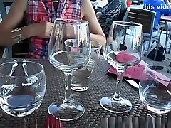 Flashing mom son vindage and tits in restaurant