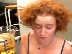 Redhead very big penis guy drink piss