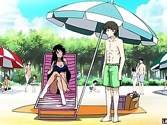 Hentai babe in bikini gets fucked on the beach