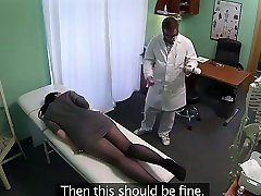 Babe plays with massage flashing the maid she watches in fake hospital