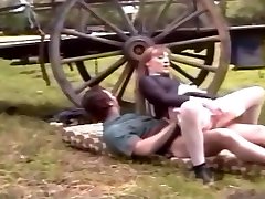 French fucked from above ass in stockings fucks on a farm with huge cumshot