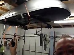 Slut hidden camera unaware wife in BDSM Garage Training