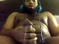 Beefy Hairy Black Guy Cums On Cam