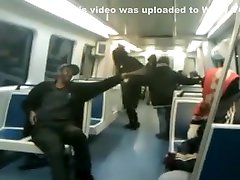 Black bag woman takes a air force girls nude on the subway