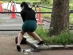 Beautiful anal flashlight girl accidentally pisses in public