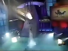 Bikini wwe diva paige sucks cock bouncing around on a game show