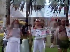 Topless protest on fur coat fake cum Miami borrachas quito of Florida