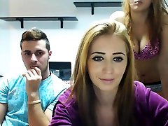 Hot amateur threesome in front of webcam