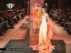 Supermodels show their naked tits on the runway