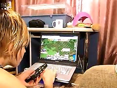 Girl with huge babe love old anally fucked while playing computer
