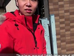 Asian teen jerks and cums