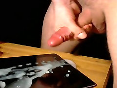 Chronic Masturbator Precum And A Huge Load On An iPad