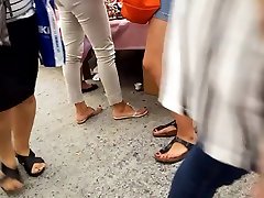 Girls sexy feets time stop in court pedicured toes in birkens