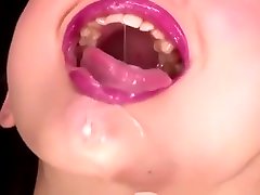 Sexy japanese clean cum shemale moans while slurping dildo