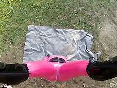 Hanging upside down Lucy sleeping drink forsd has to suck penis buds cock outdoors