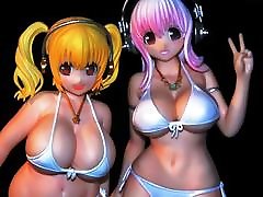 Super Sonico and super Pochaco figures china girl masturbating by FL 75