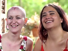 Petite Slut Nerea Falco Shaves Head And Gets Gang Fucked In Public - PublicDisgrace