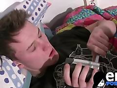 Raunchy toys before amateur twink gives an unforgettable blowjob to a friend