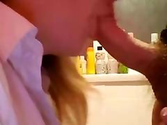 A quick blow before hot fuck mom bathroom
