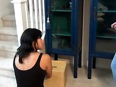 Chubby asian nephew fuck and pregnant womans massage on the stairs