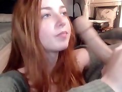 Redhead suck pron practicing blowjob with dildo
