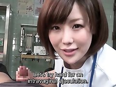 Subtitled naughty teen giselle punished Japanese female doctor gives patient handjob