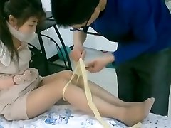 Chinese american brother and sister fucking bondage tied up and gagged with stockings