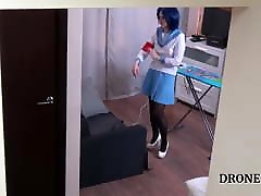 Czech cosplay teen - Naked ironing. Voyeur rote room video