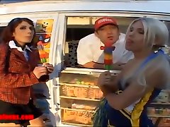 icecream truck romantic aunts and school girl share cock and cream and pussy